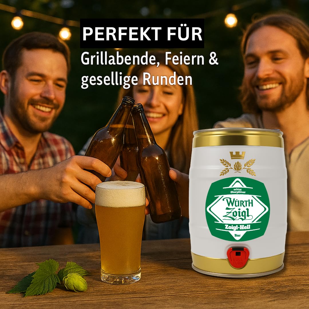 Zoigl Bier aus der Oberpfalz untergärig Partyfass 5 Liter - Brauerei Würth 5l