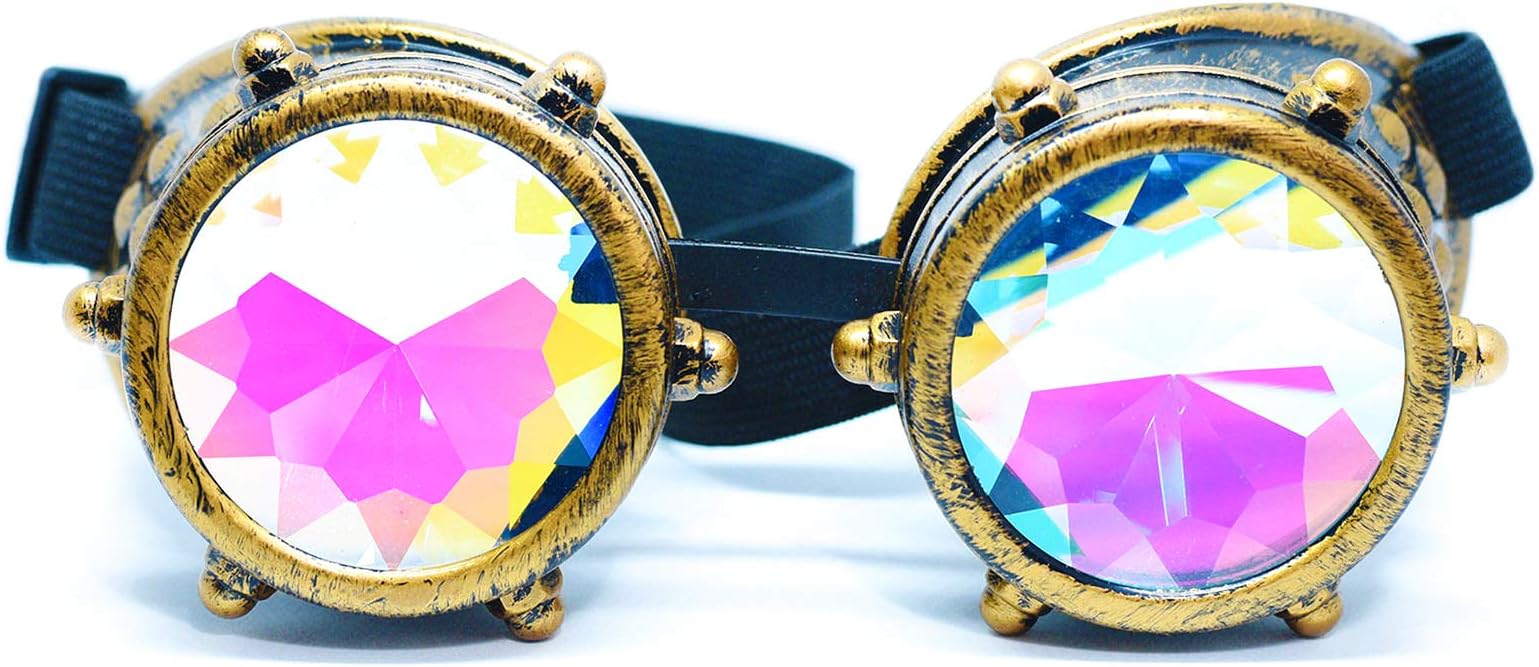 SoJourner Bags Kaleidoscope Glasses - Trippy Psychedelic Rave Goggles - Funky Prism Glasses For Raves - Festival Accessories