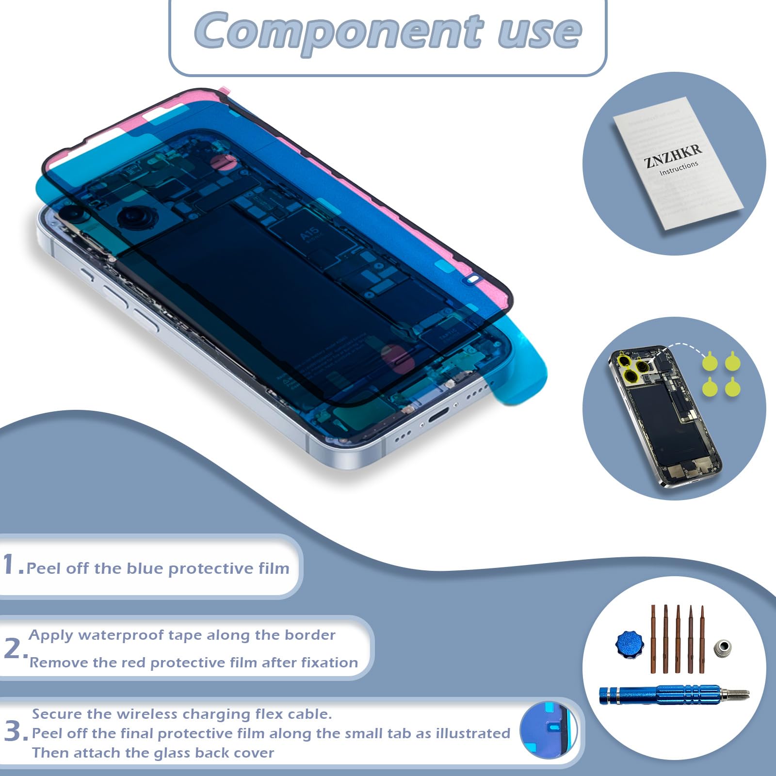 Amazon.com: ZNZHKR 16 Back Glass Replacement with Metal Camera