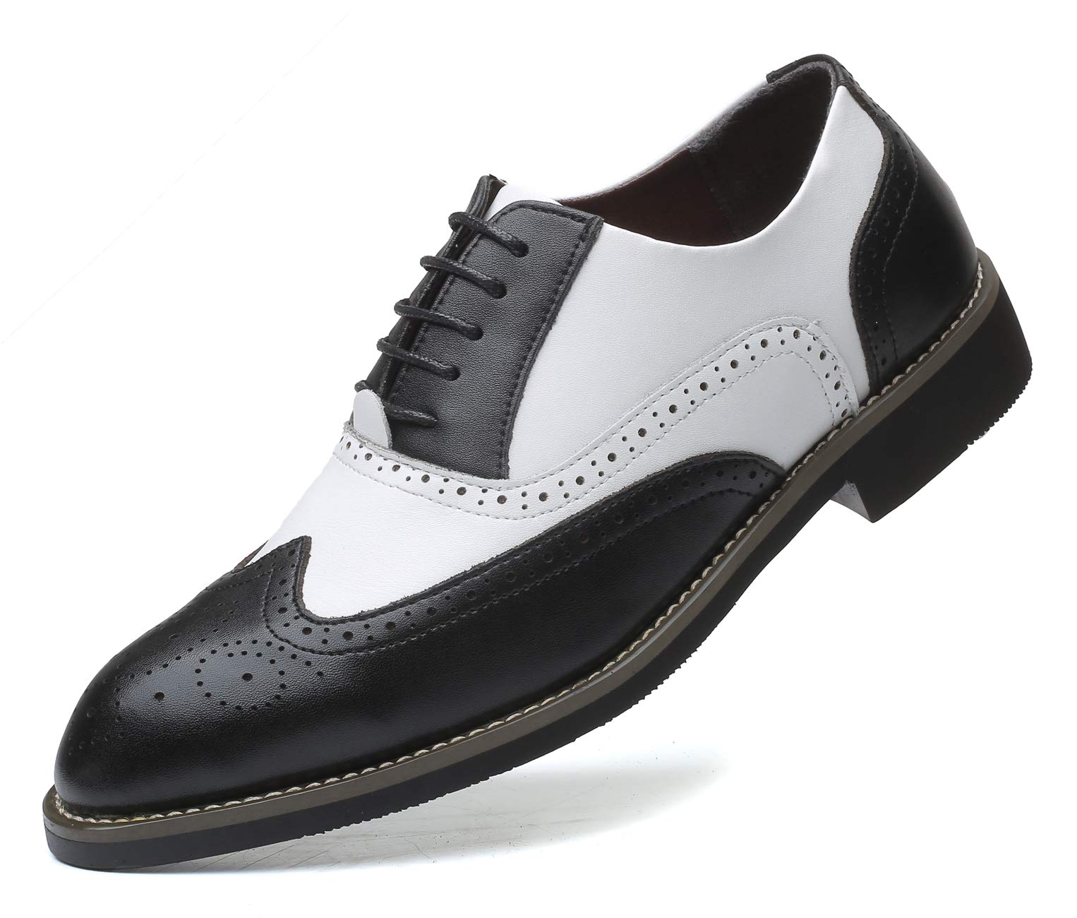 Santimon Mens Lace Up Dress Shoes Modern Formal Business Wingtip Oxfords Spectator Derby Shoe