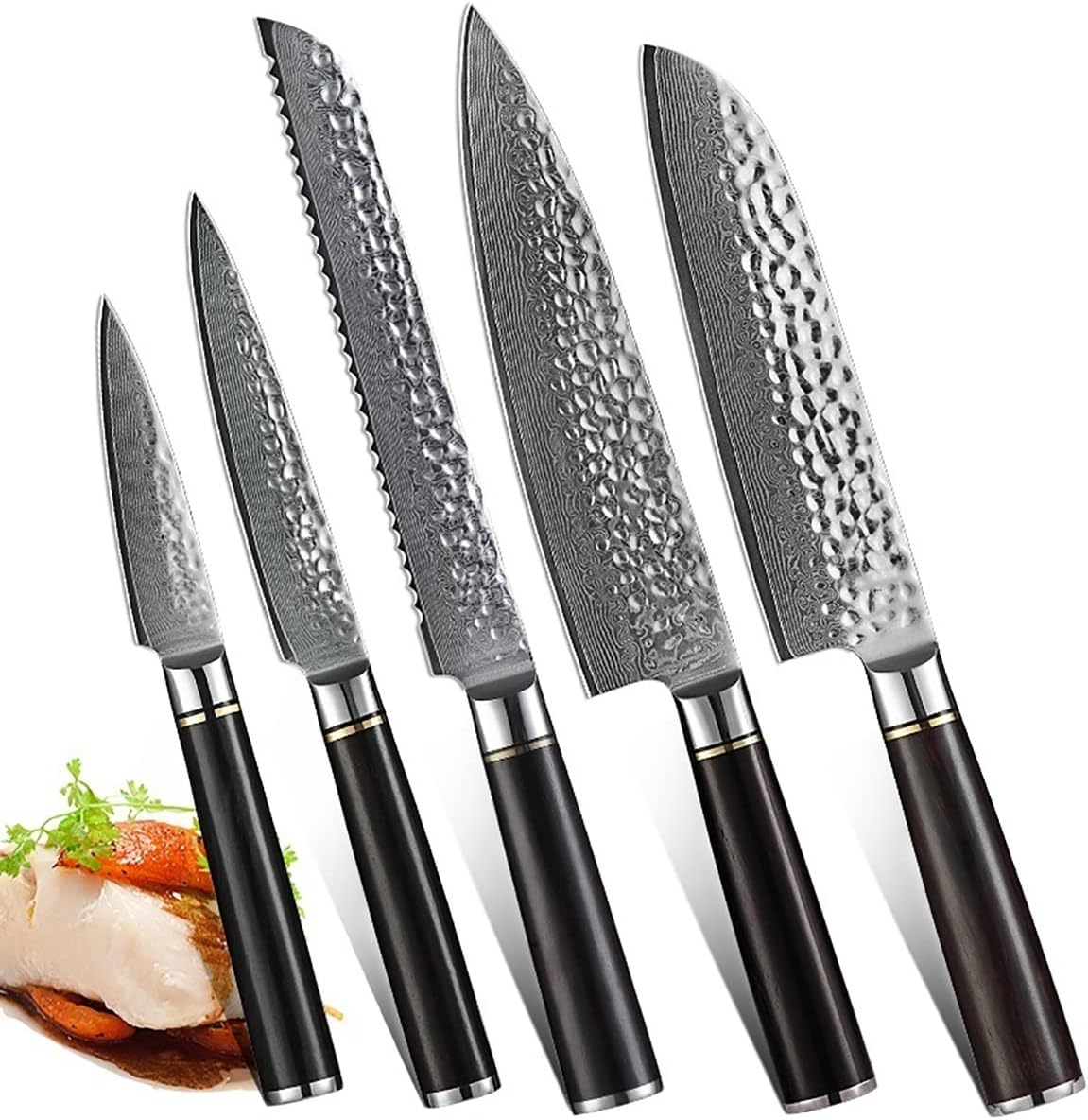 Set de Cuchillos de Cocina 5 Piezas Acero Damasco Chef