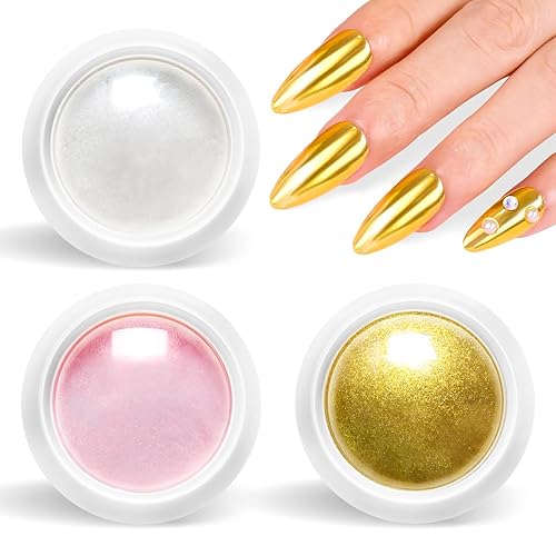 Miniatura 21 de Polvo de uñas cromado dorado con efecto metálico 100% metálico BISHENGYF: Espejo holográfico brillo dorado cromo pigmento manicura plata cobre oro