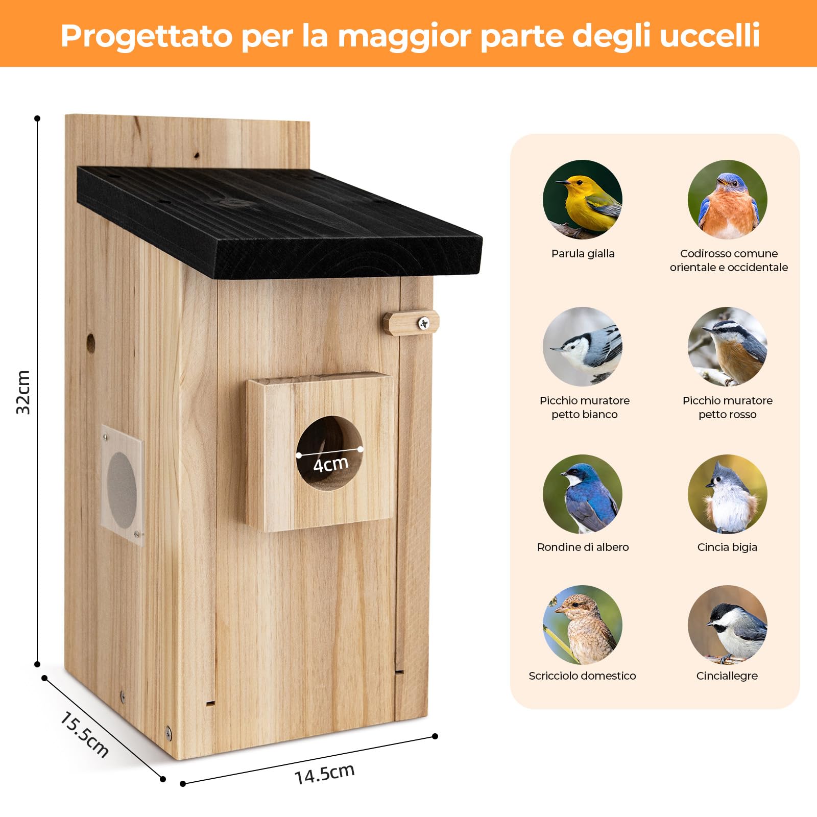 RAINBEAN Bird House with Camera, nidificatore con fotocamera, 4 milioni di pixel, telecamera per uccelli per esterni, osservazione in tempo reale della nidificazione e della covata di uccelli