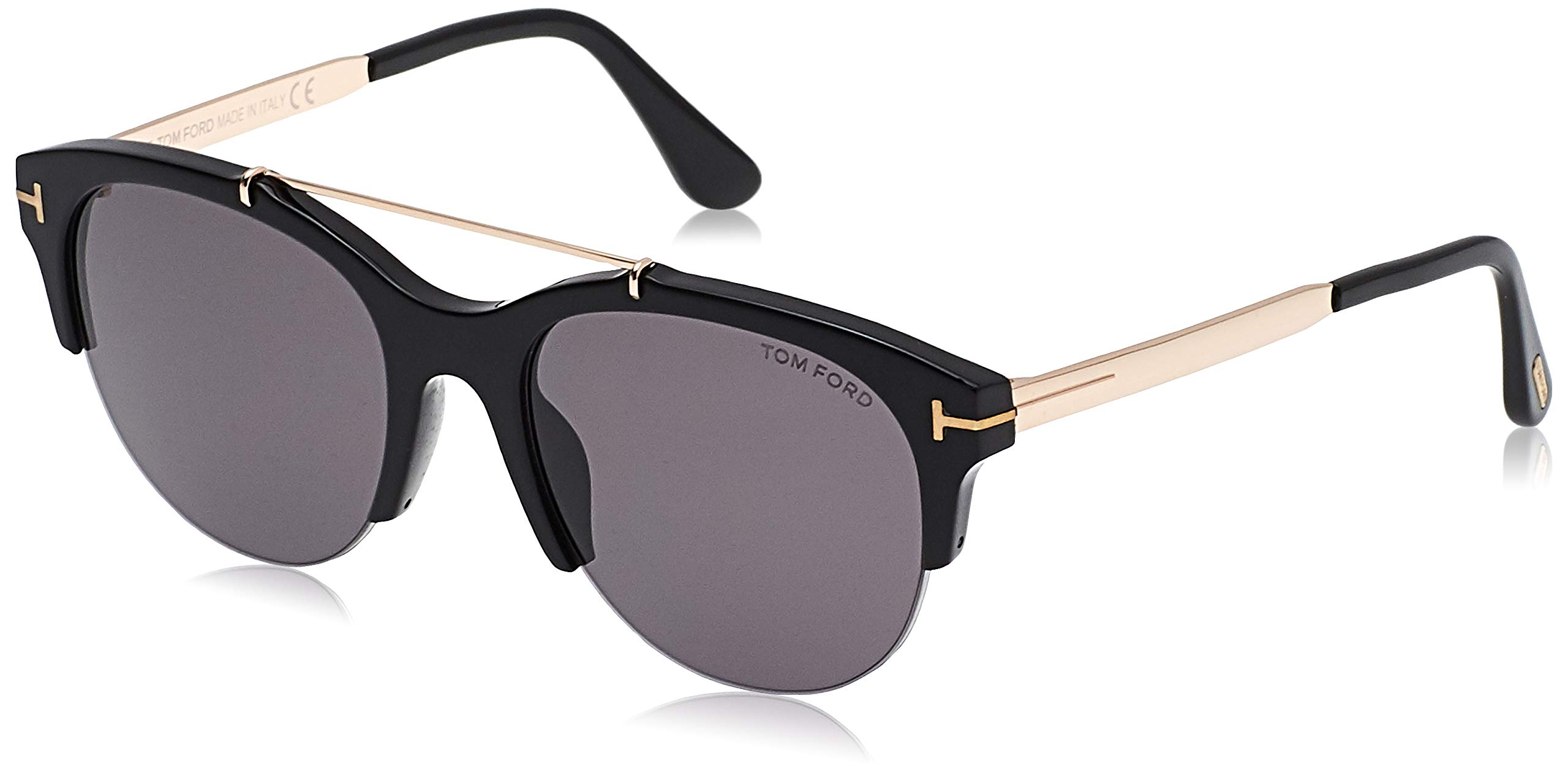 UV Protected Black Oval Half rim Sunglasses for Men - FT0517 55 01A
