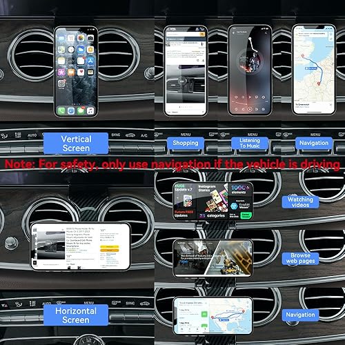 Miniatura 9 de BEERTE Compatible con soporte de coche Magsafe para Mercedes Benz Clase E 2016-2022, Clase CLS 2018-2022 [20 imanes fuertes] Soporte magnético para