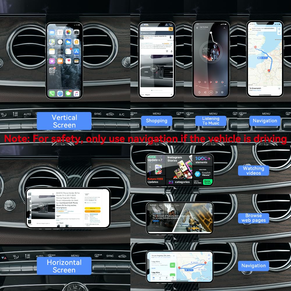 BEERTE Passend für Magsafe Kfz-Halterung für Mercedes Benz E-Klasse 2016–2022, CLS-Klasse 2018–2022 [20 Starke Magnete] Magnetische Handyhalterung für iPhone 15, 14, 13, 12,