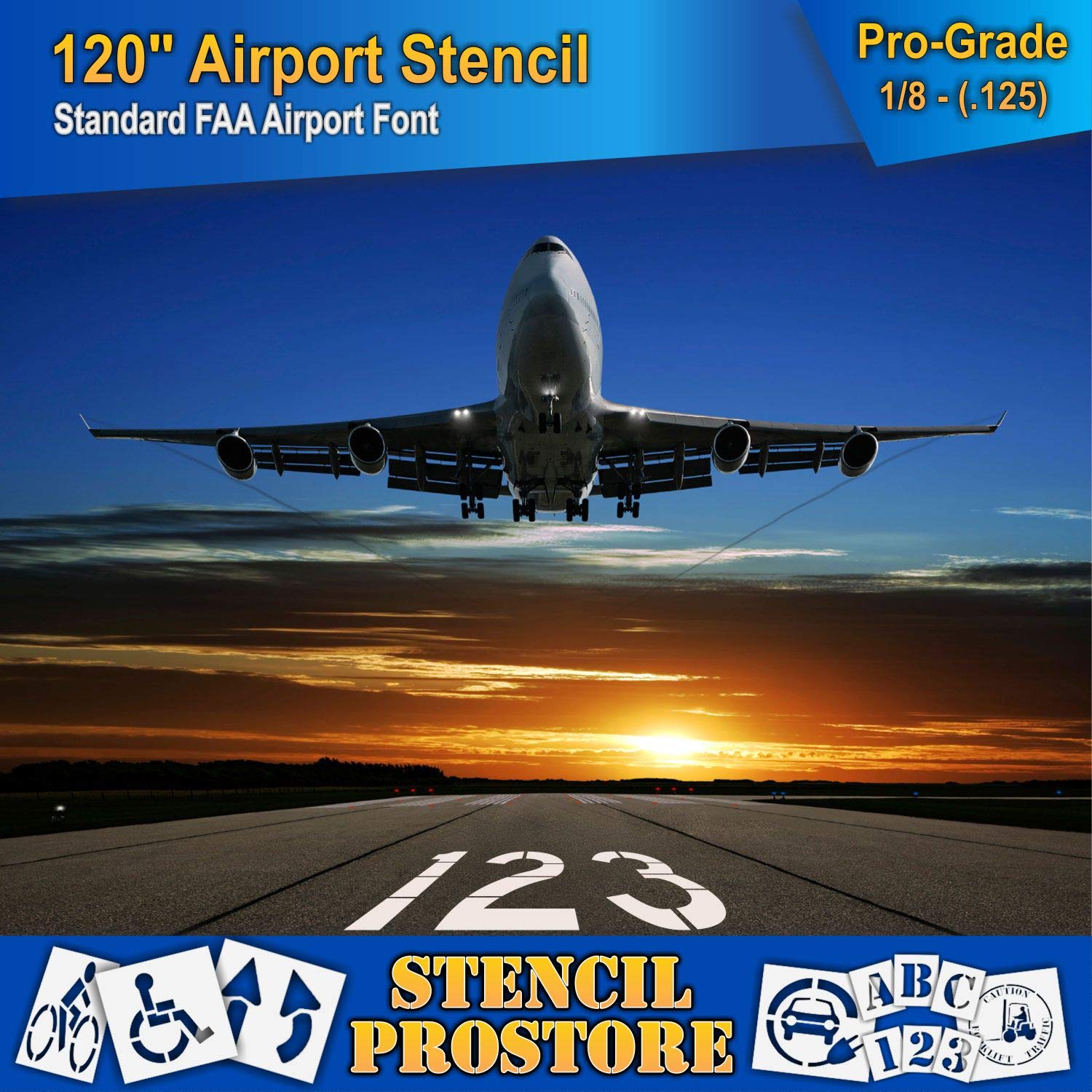 Airport FAA 120 in. Number 3 Stencil - 120'' x 33'' x 1/8" (128 mil) - Pro-Grade