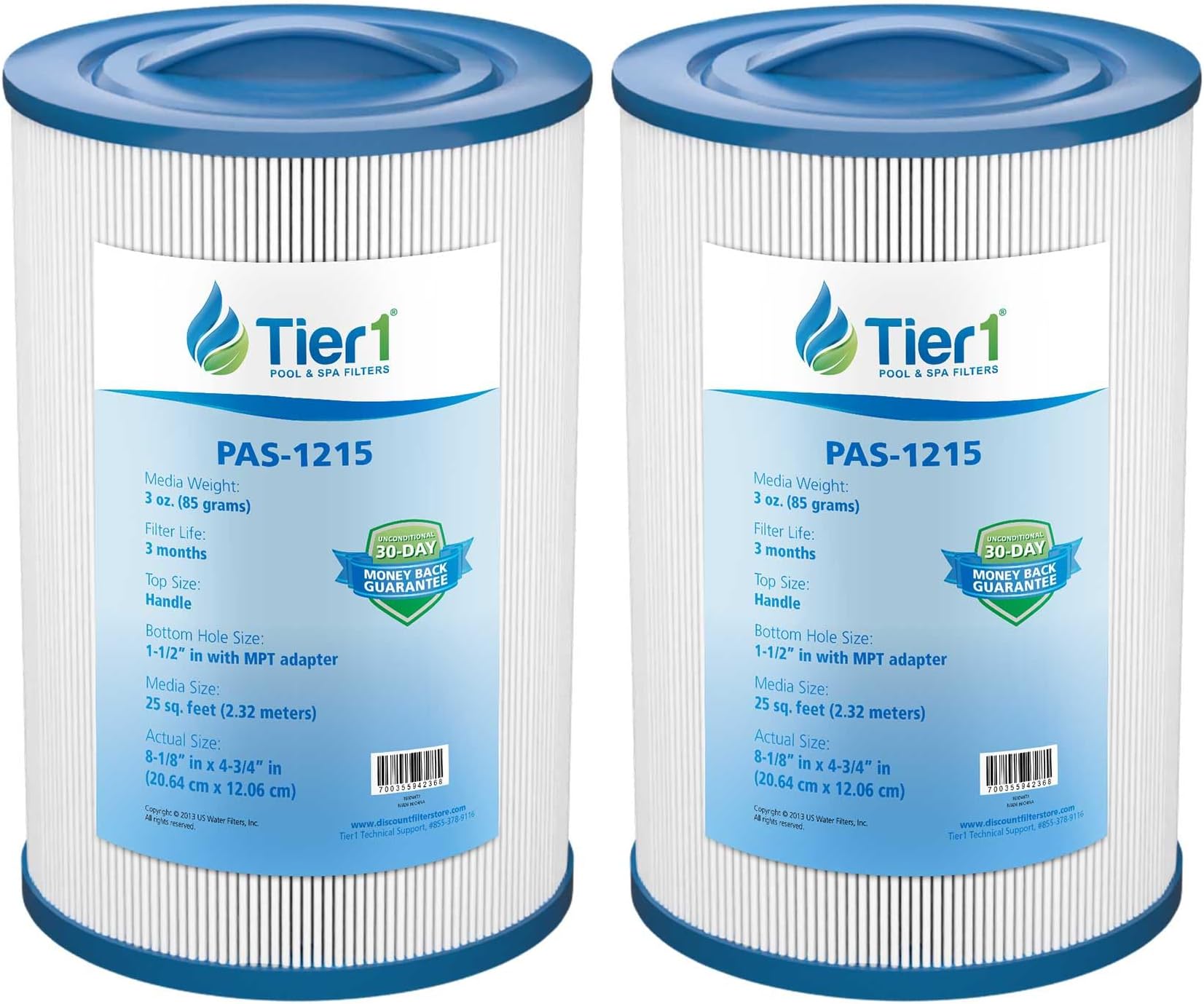 Replacement for Dream Maker Spa Filter Cartridge (2pk) | 8-1/8" ร 4-3/4" | Compatible with Pleatco PDM25P4, FC-0136 | Trilobal Fabric | High Flow