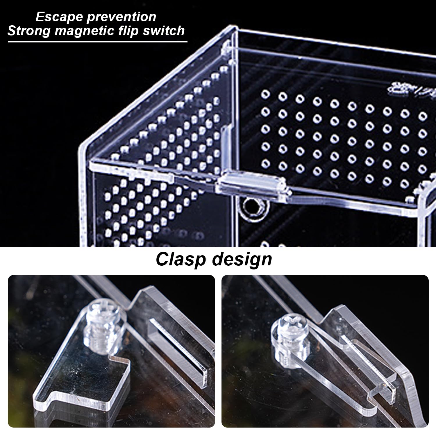 Scatola Alimentazione Rettili In Acrilico - 10x8x7 Cm Trasparente | Con 2 Pinzette E Fori Di Ventilazione - Foto 13
