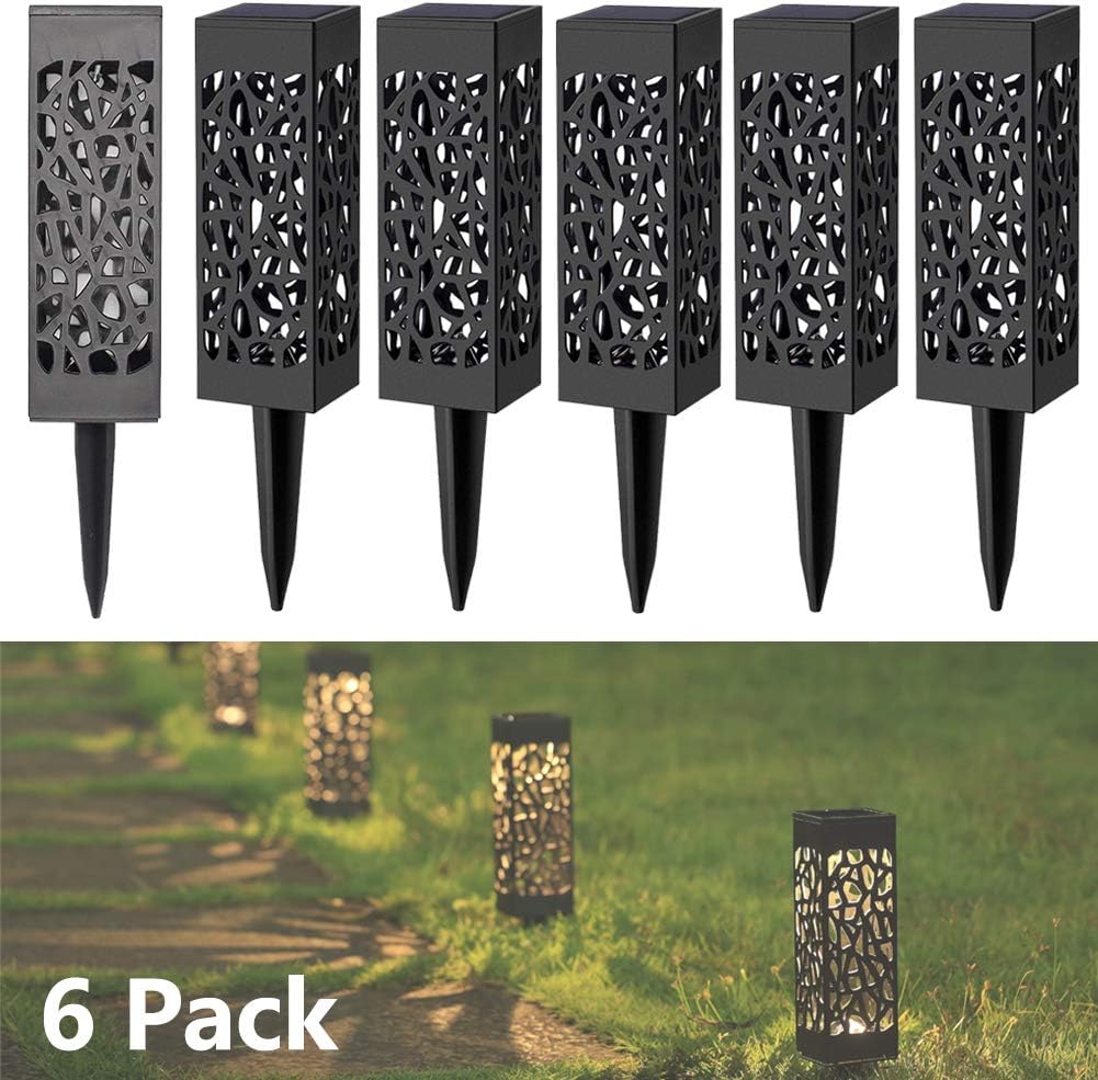Solar Powered LED Garden Lights, Solar Path Lights, Outdoor Waterproof Decorative Landscape Lights, Driveway Security Light Automatic Led for Lawn Patio, Pathway, Yard, Walkway, Auto ON/Off (6 Pack)