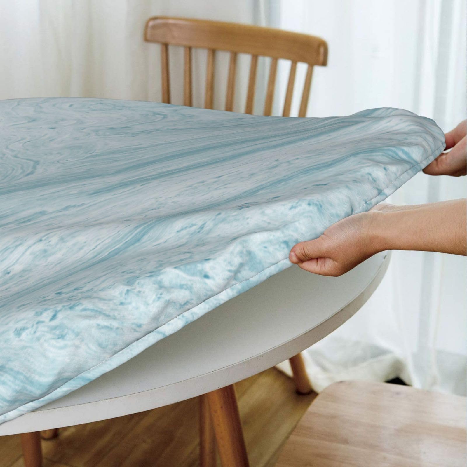 Fiokroo Nappe Ronde En Marbre Naturel Avec Bord élastique