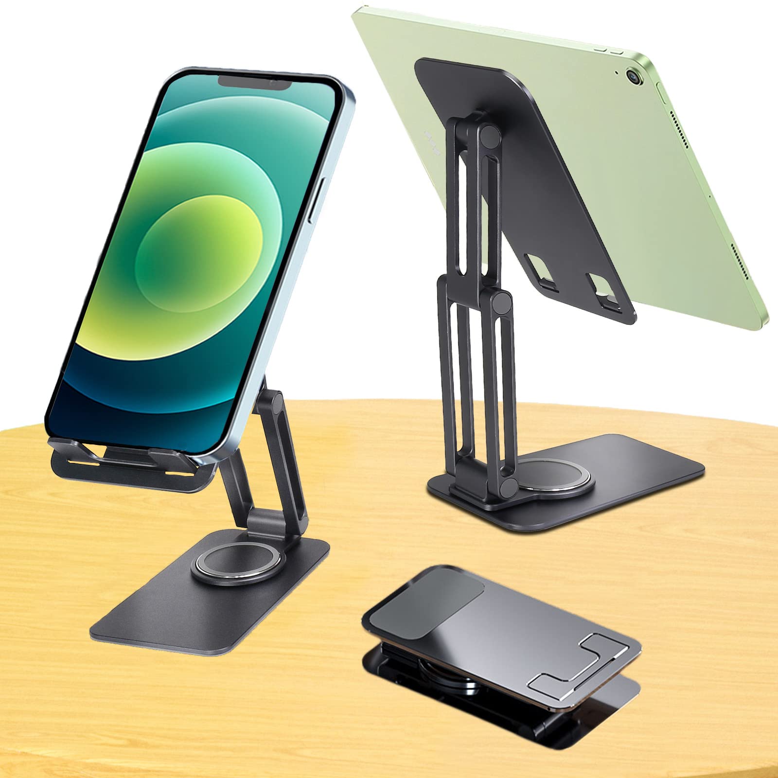 MultiOutools Cell Phone Stand for Desk, Rotatable Phone Holder Full Adjustable Angle Height Cellphone Cradle, Desktop Phone Dock Holder Compatible with All Mobile Phone iPhone Desk Accessories