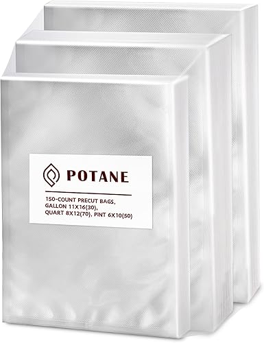 Bolsas selladoras al vacío, precortadas de 150 galones 11x16, cuarto de galón 8x12, pinta 6x10, a prueba de olores, prevención de pinchazos y