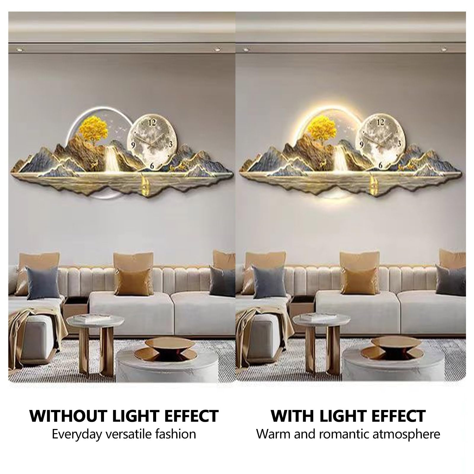 Rzeźby ścienne 3D, dekoracyjne malarstwo, dekoracje ścienne LED do pokoju, duże podświetlane rzeźby, do sypialni, salonu, korytarza, wejścia(Blue,180 * 60cm)