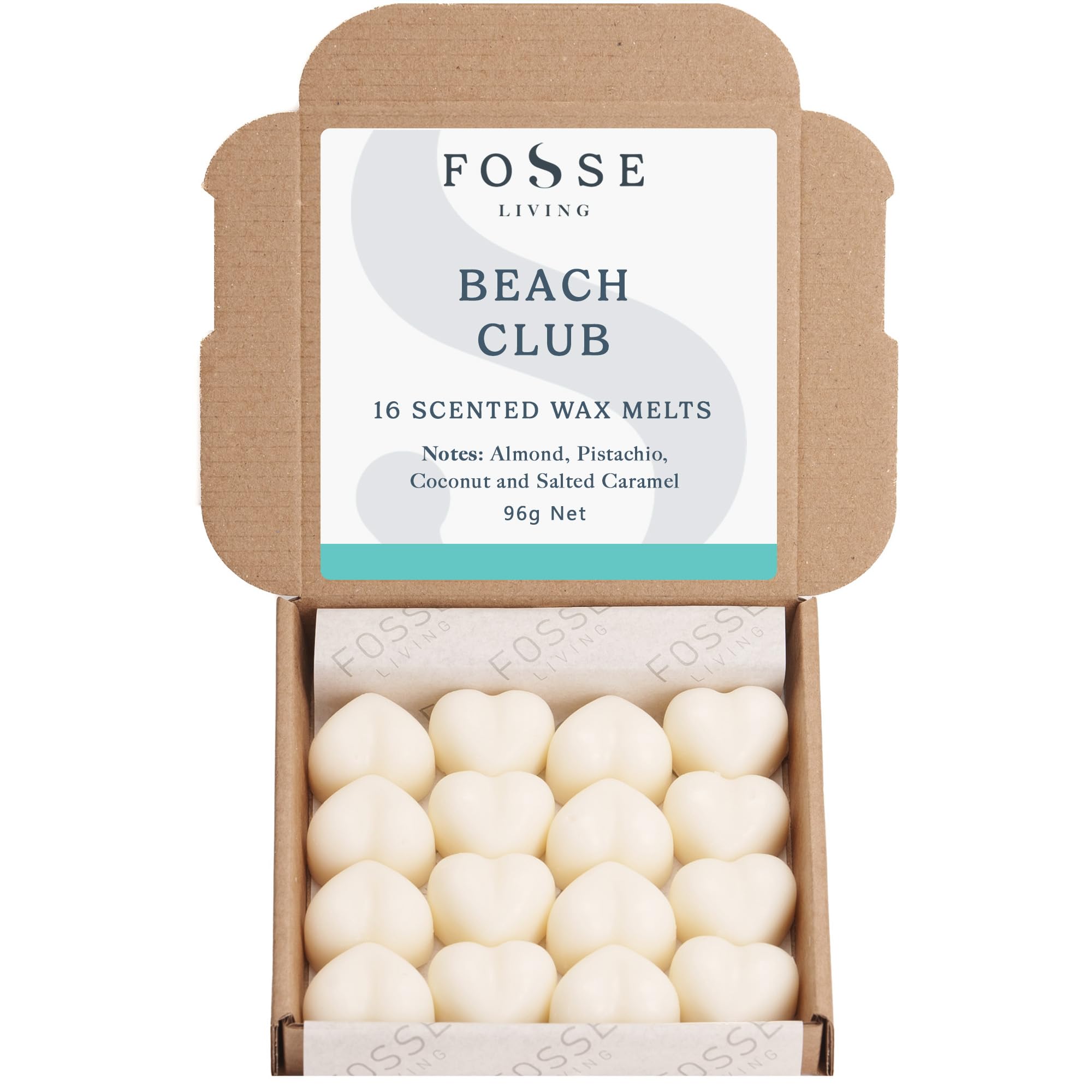 Fosse Living Beach Club Soy Wax Melts 16 Pack | Sweet, Nutty & Tropical | Natural, Vegan & Plastic Free | Up to 96 Hrs Scent | Pet Safe | Handmade in UK — image 1