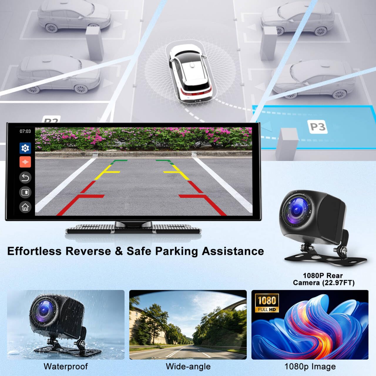 Schermo Carplay 2026 da 11 pollici per auto, Net-flix integrato, You-Tube, Tik-Tok e altro, tablet per auto HD 1920 x 720P per Apple Carplay e Android Auto con fotocamera di backup 1080P