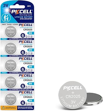 PKCELL CR 2025 Batteries CR2025 3V Lithium Battery 5-Pack