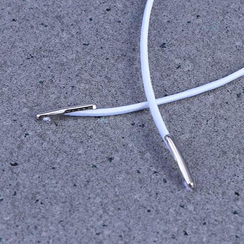 Miniatura 4 de EXCEART 100 piezas de cordón blanco con púas de metal cuerdas elásticas cordón para máscara de ojos para manualidades y manualidades