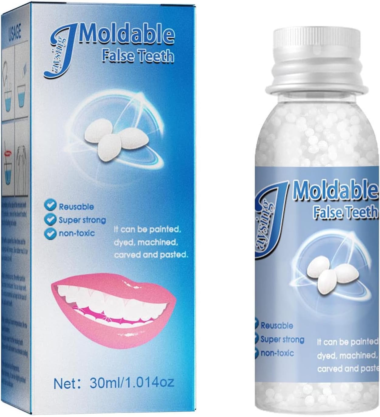 30ml Moldable False Teeth White Particles Reusable Non-toxic Temporarily Fill Regain Smile Cosplay DIY