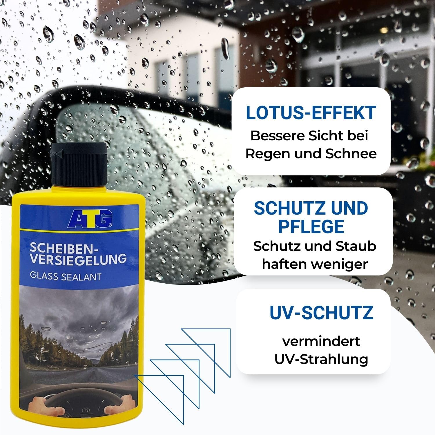 ATG Antiappannante vetri & Idrorepellente per auto – Trattamento nano parabrezza, repellente pioggia, effetto loto e rivestimento idrofobico, sigillante protettivo lunga durata 250ML