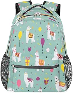 Mochilas de viagem para laptop para mulheres homens balão lhama animal colorido resistente à água mochilas escolares leves para adolescentes meninas/meninos, mochila casual para viajar, acampar, caminhar, Multi, Medium