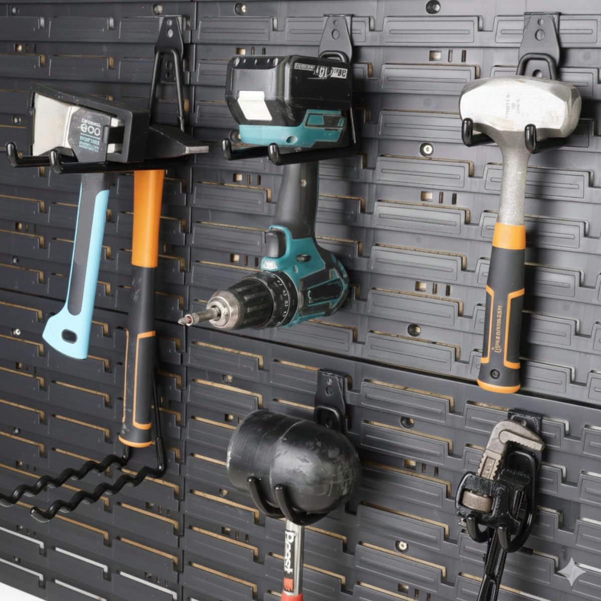 botle Set 10 Stck. Werkzeugwand Haken, Werkzeughaken, für Elektrowerkzeuge, Geradeförmig 19cm, PVC-Ummantelung, für Garage, Schuppen, für Leitern und Schaufeln, Doppelhaken, bis 25 kg