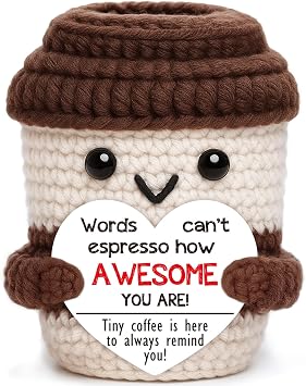 Mini Inspirational Gifts for Women Christmas Positive Crochet Coffee Cup