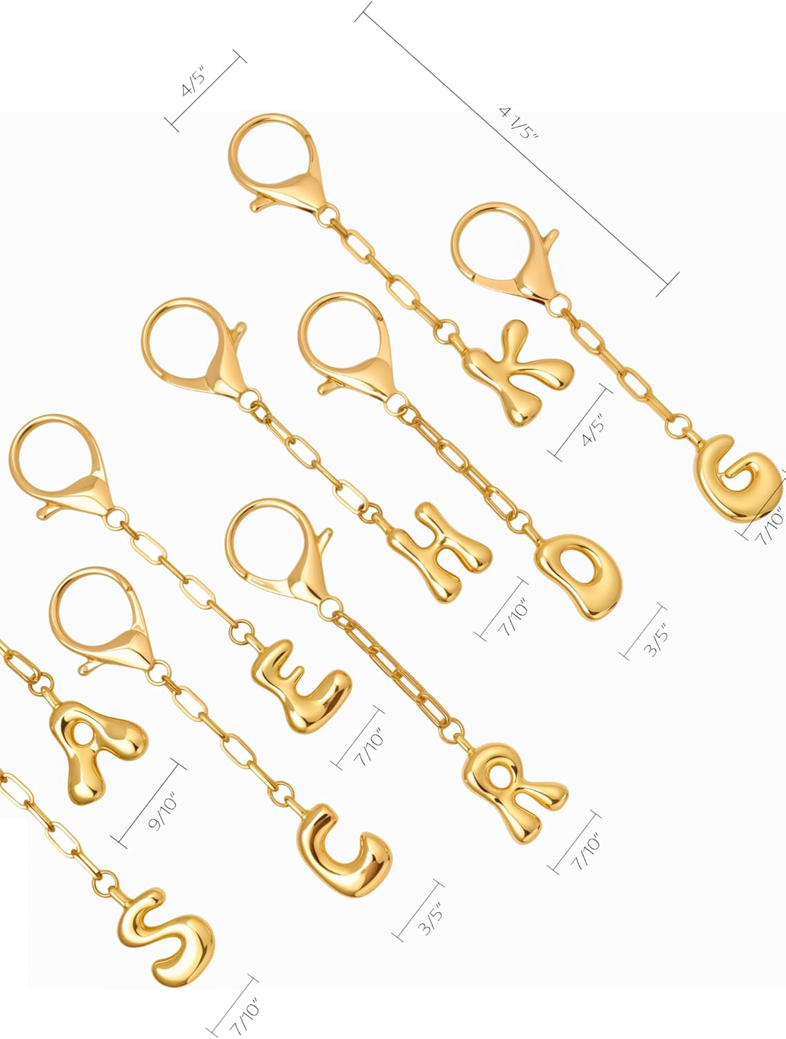 Gold Bubble keychain Bag Charms Cute Initial Keychain For Women Fashion Alphabet Keychains Accessories Gift - Image 4