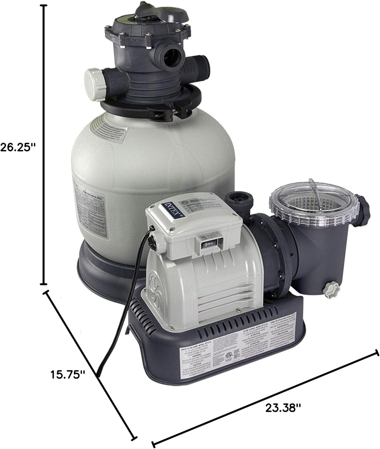 Dimensions of the Intex Sand Filter Pump