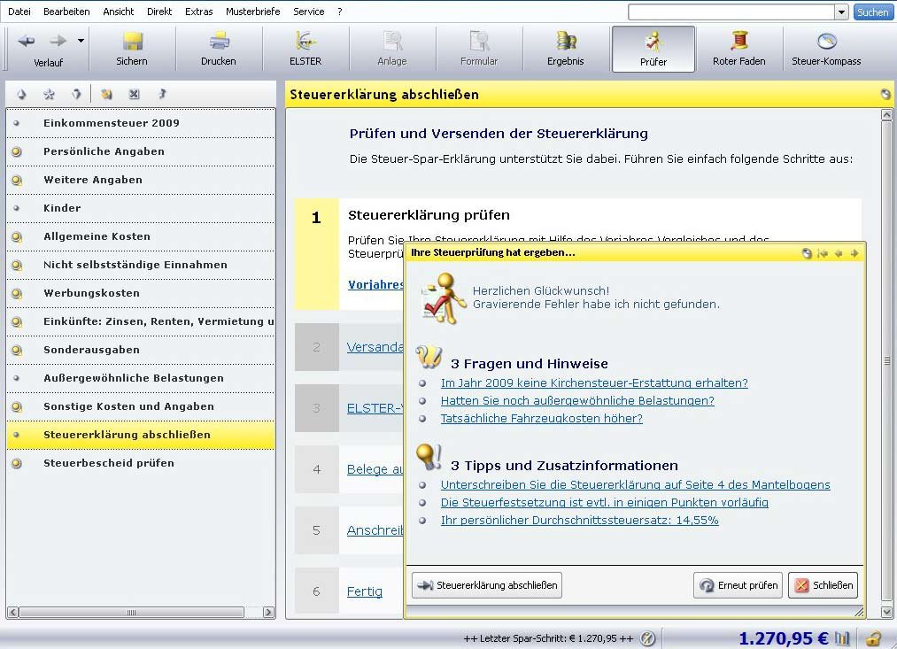 Steuer-Spar-Erklärung 2011 für Selbstständige (für Steuerjahr 2010): Steuererklärung 2010 plus Steuerplanung 2011. Für Windows XP (SP2)/Vista/ 7