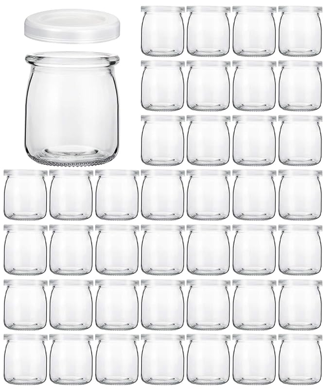 Buy Glass Jars, KAMOTA 40 PACK 6oz Clear Yogurt Jars With PE Lids