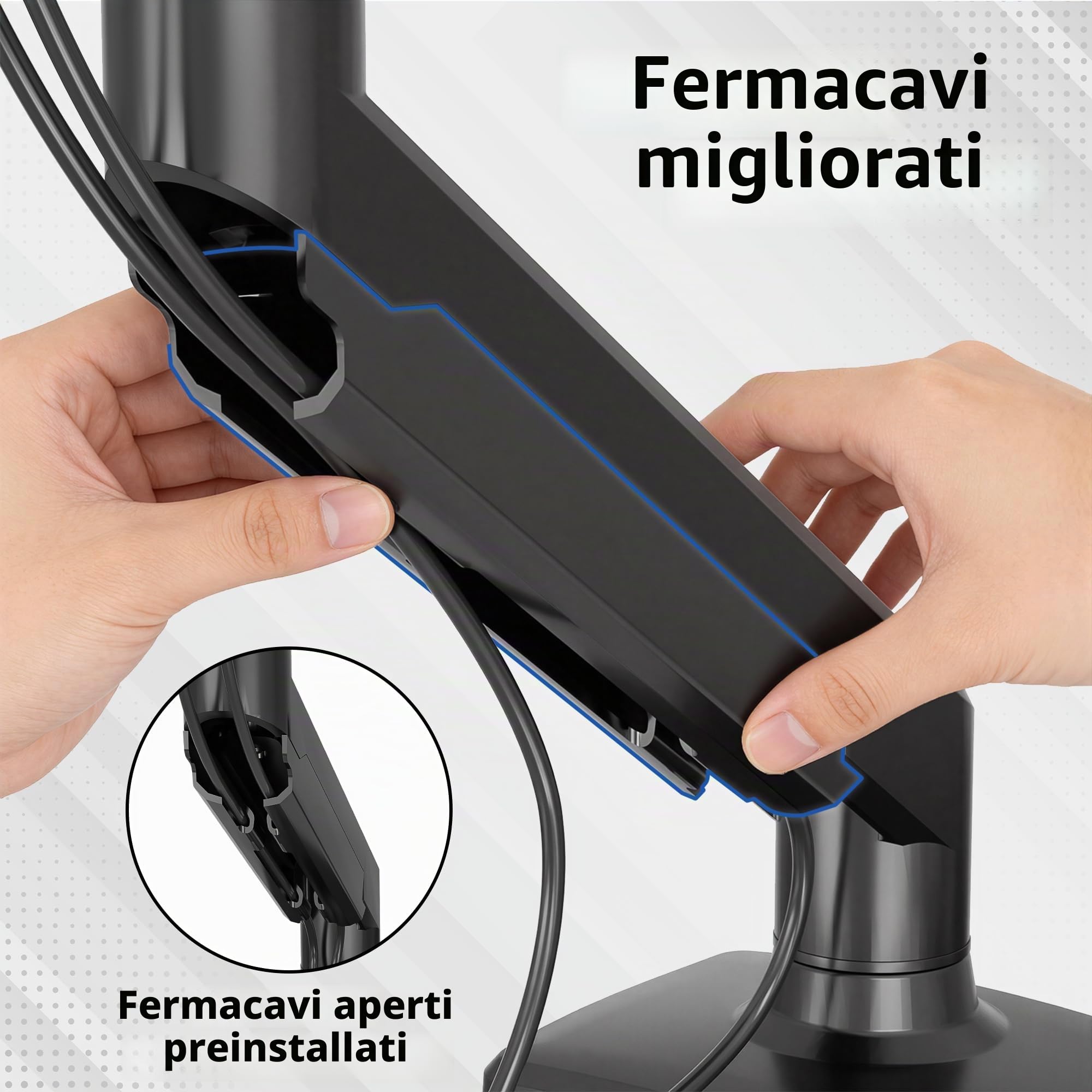 BONTEC Supporto per monitor 13-32 Pollici con braccio monitor a molla a gas regolabile, compatibile con monitor gaming e schermo PC fino a 9 kg, VESA 75/100 mm, rotazione 360°, altezza regolabile