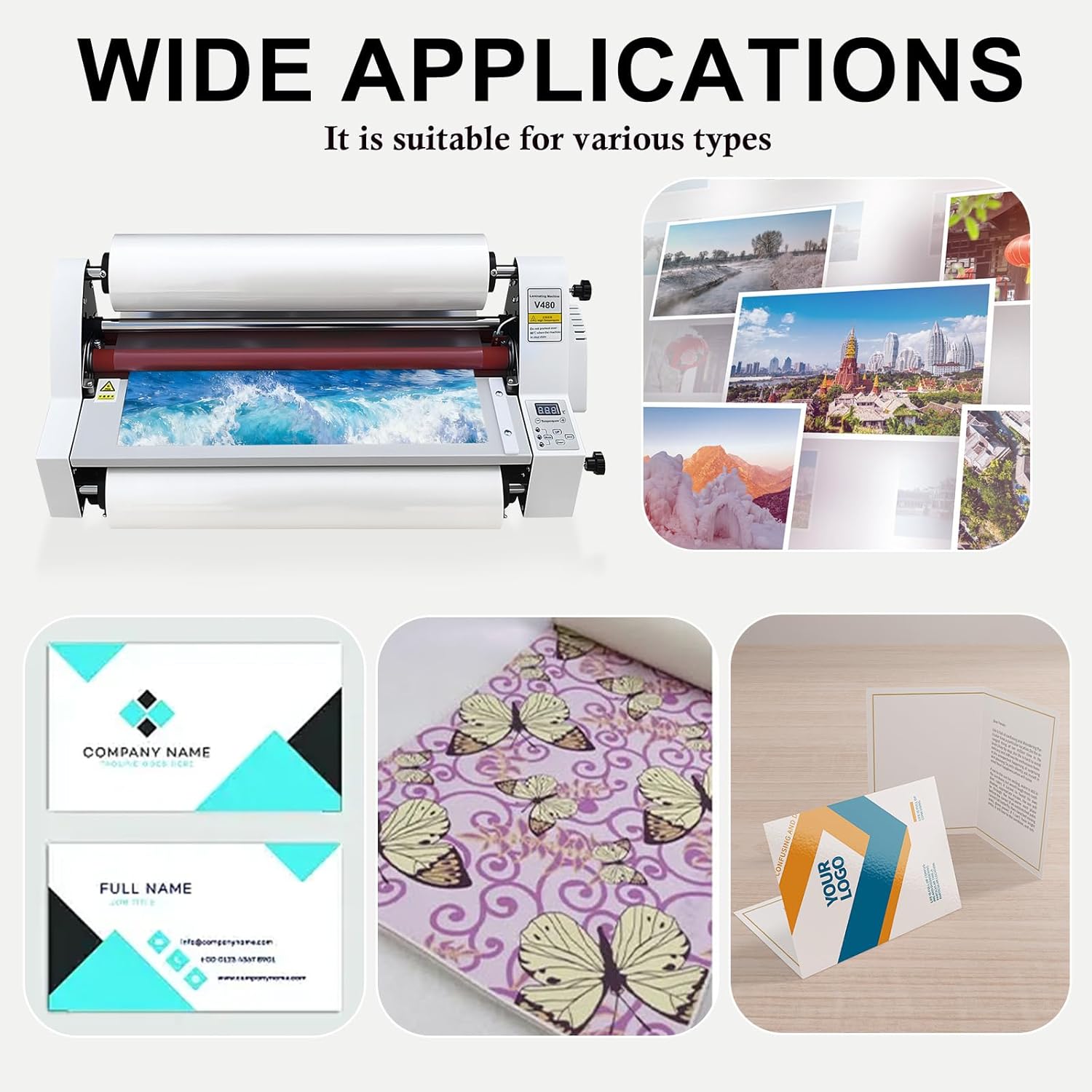 18inch Laminator Machine(V480), 110V Cold Hot Roller Laminating Machine, Single Dual Sided Thermal Laminating Machine for Home Office School Commercial