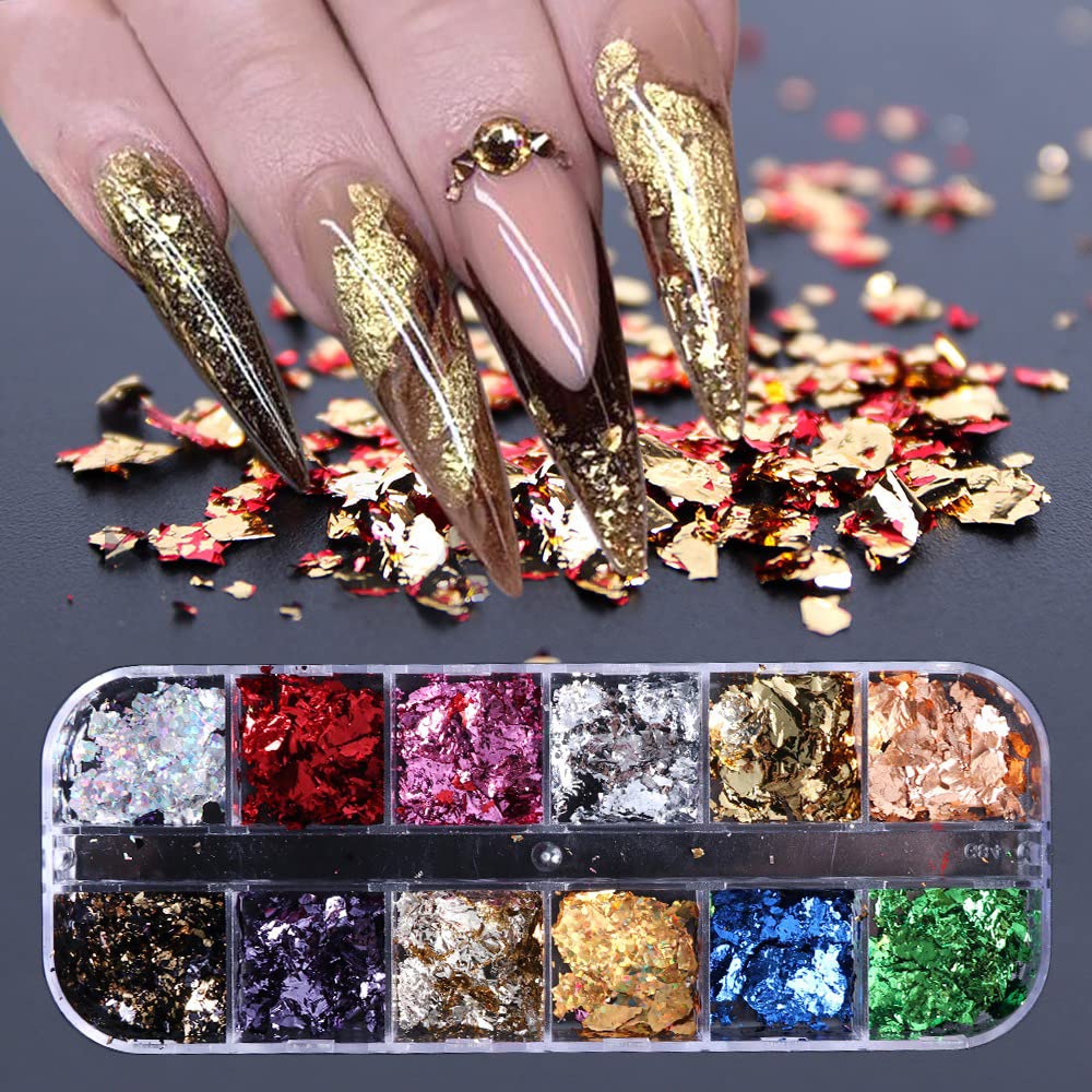 S.A.V.I Nail Art Palette Foil Flakes, Shredded Paper Foil, Irregular Foil for Holographic DIY Nail Art Accessories For Manicure-image-23
