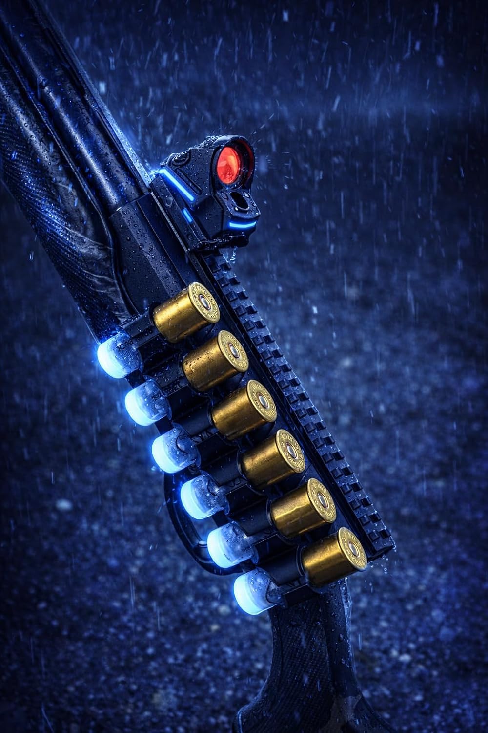 Gotical Side Saddle Shotgun Shell Holder W/Picatinny Rail Mount 6 Capacity Shot Shell Holder for 12 Gauge on Any Size Receiver Compatible with Remington 870