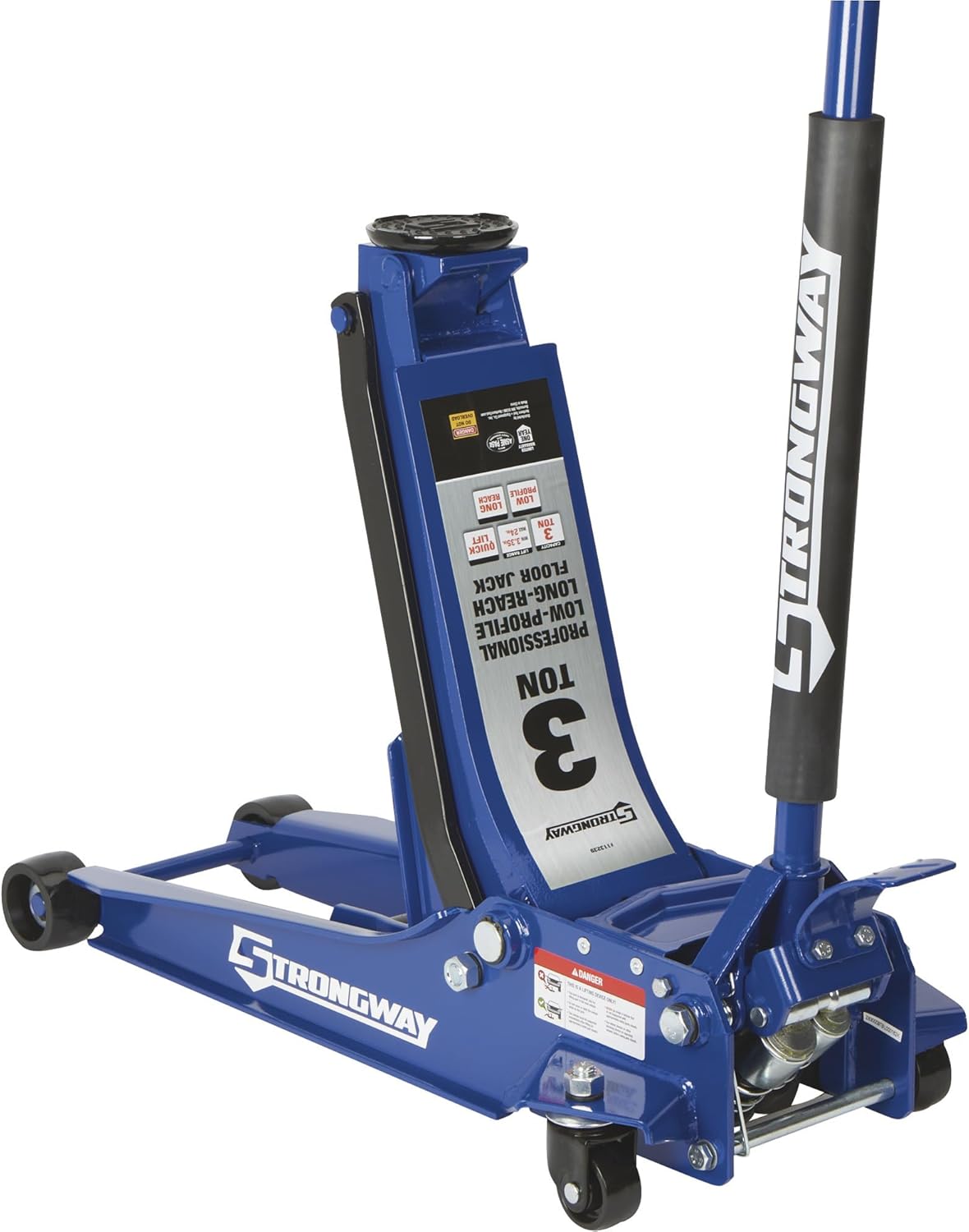 Strongway Long-Reach, Low-Profile Professional Service Floor Jack — 3-Ton Capacity
