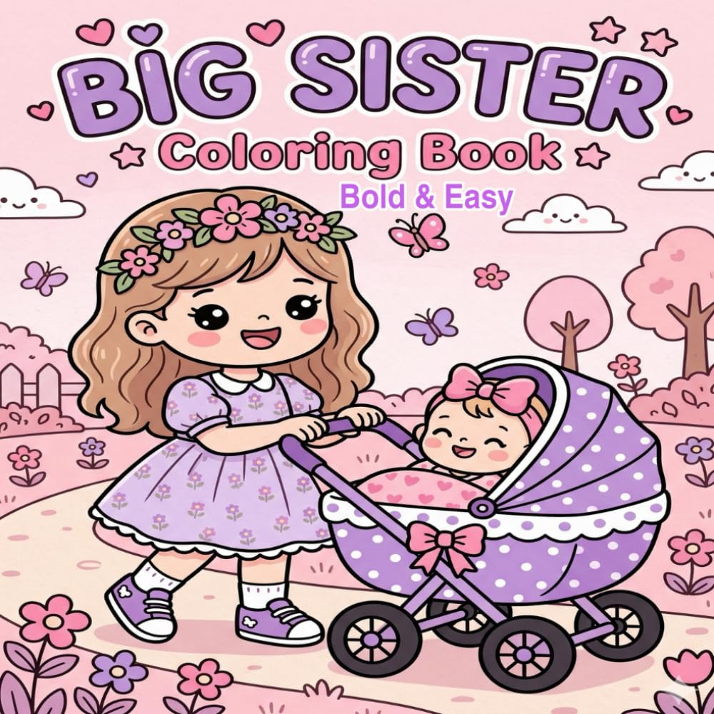 Big Sister Coloring Book bold and easy: Easy, playful coloring pages designed for toddlers and children becoming new big siblings.