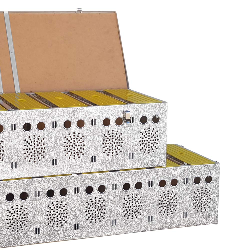 Breker Aluminium Transportbox für Kleintiere – 10 Abteile (2x6) – Transportkorb mit Einzelverschlüssen – leichte & stabile Tiertransportkiste für Kaninchen, Nagetiere & Geflügel – hygienisch & robust