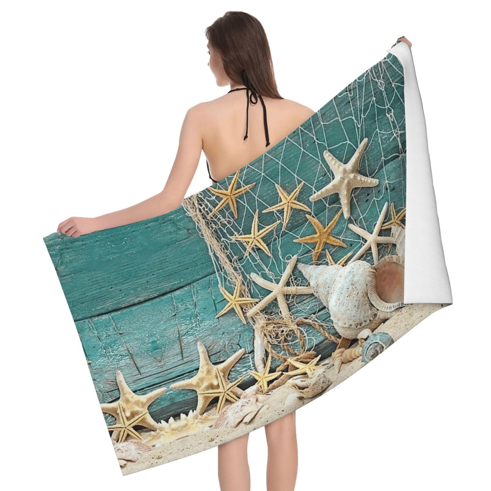 Serviette de bain microfibre coquillages pour votre rituel bien-être