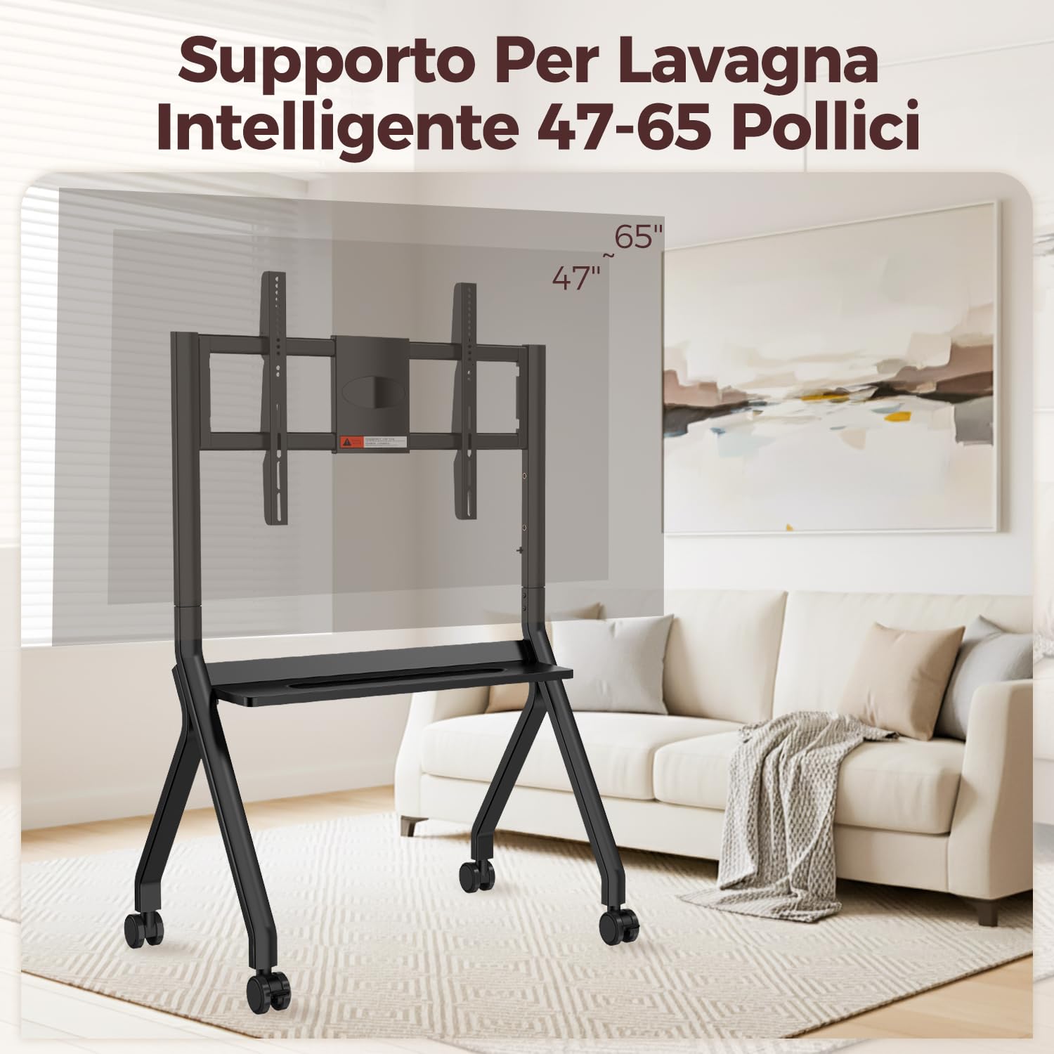 JAV Smart Board Stand con Ruote per Lavagna Interattiva 47-65 Pollici Supporto Mobile, Ideale per Uffici e Aule Moderni