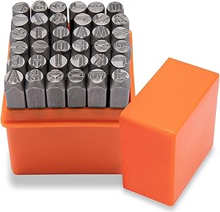 Metal Letter Punch Set 1/4 (6mm),36PC Steel Number and Letter Stamp Set,Stamping Tool Set kit for Imprinting Metal, Plastic, Wood, Leather.
