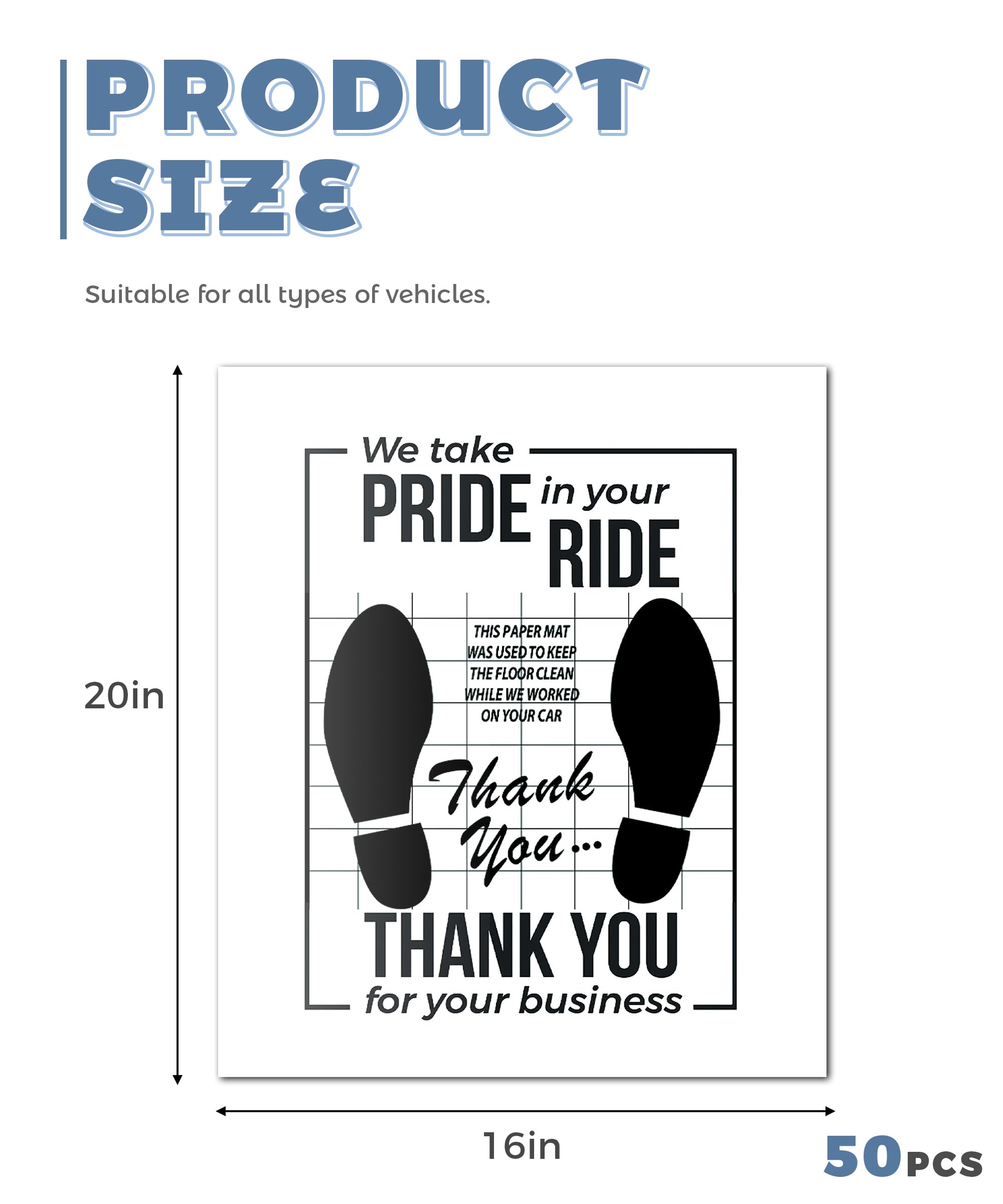 UNLRAE Paper Floor Mats for Cars Car Accessories Paper mats for Car Detailing Disposable Floor Mat Temporary Auto — view 2