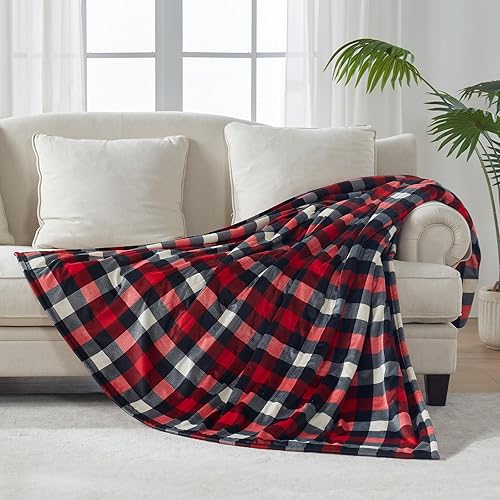 Miniatura 8 de SEALY Manta eléctrica tamaño individual, manta eléctrica de felpa corta a cuadros y sherpa con 10 niveles de calefacción y apagado automático de 1 a