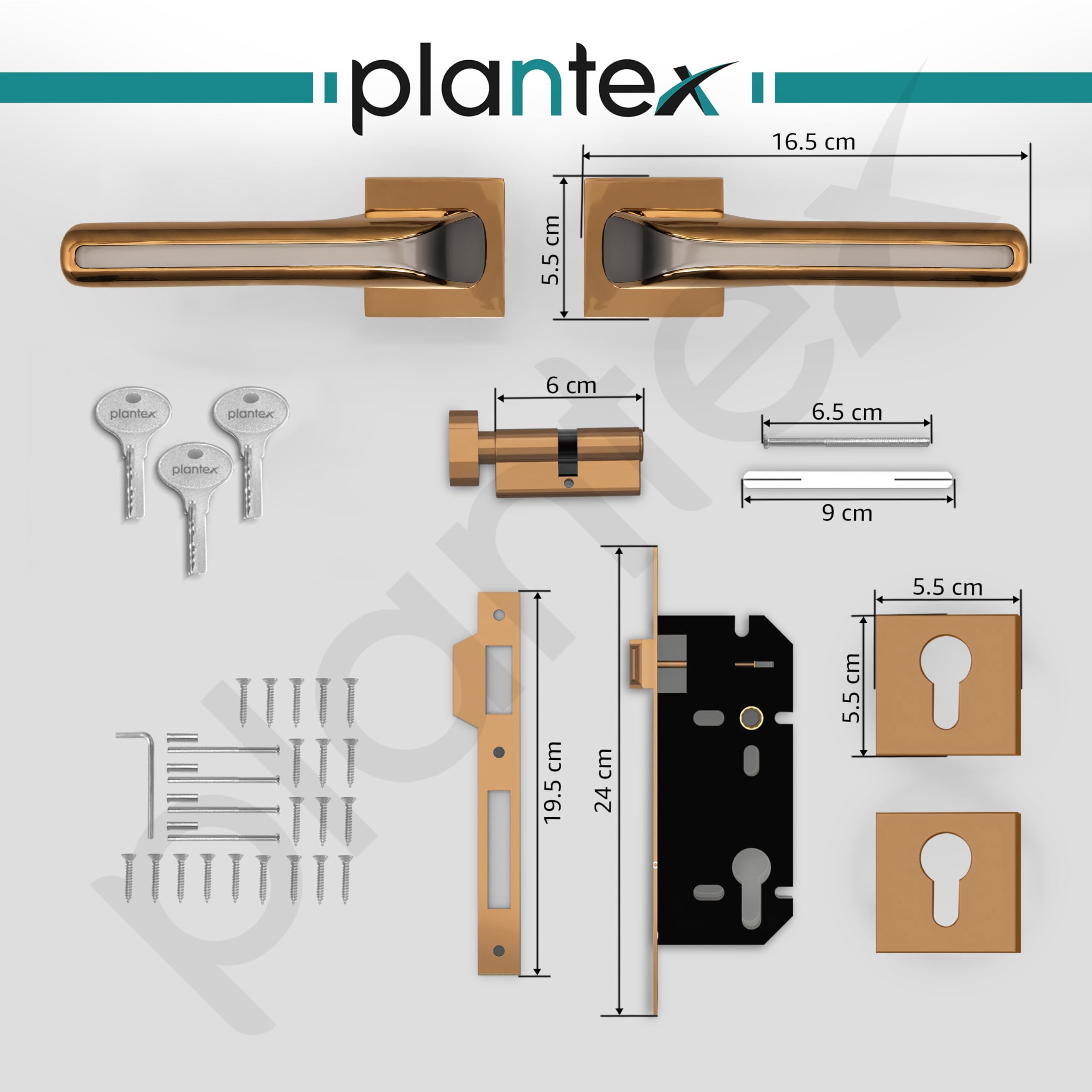 Plantex Mortise Lock Set - Secure & Stylish Door Lock -3