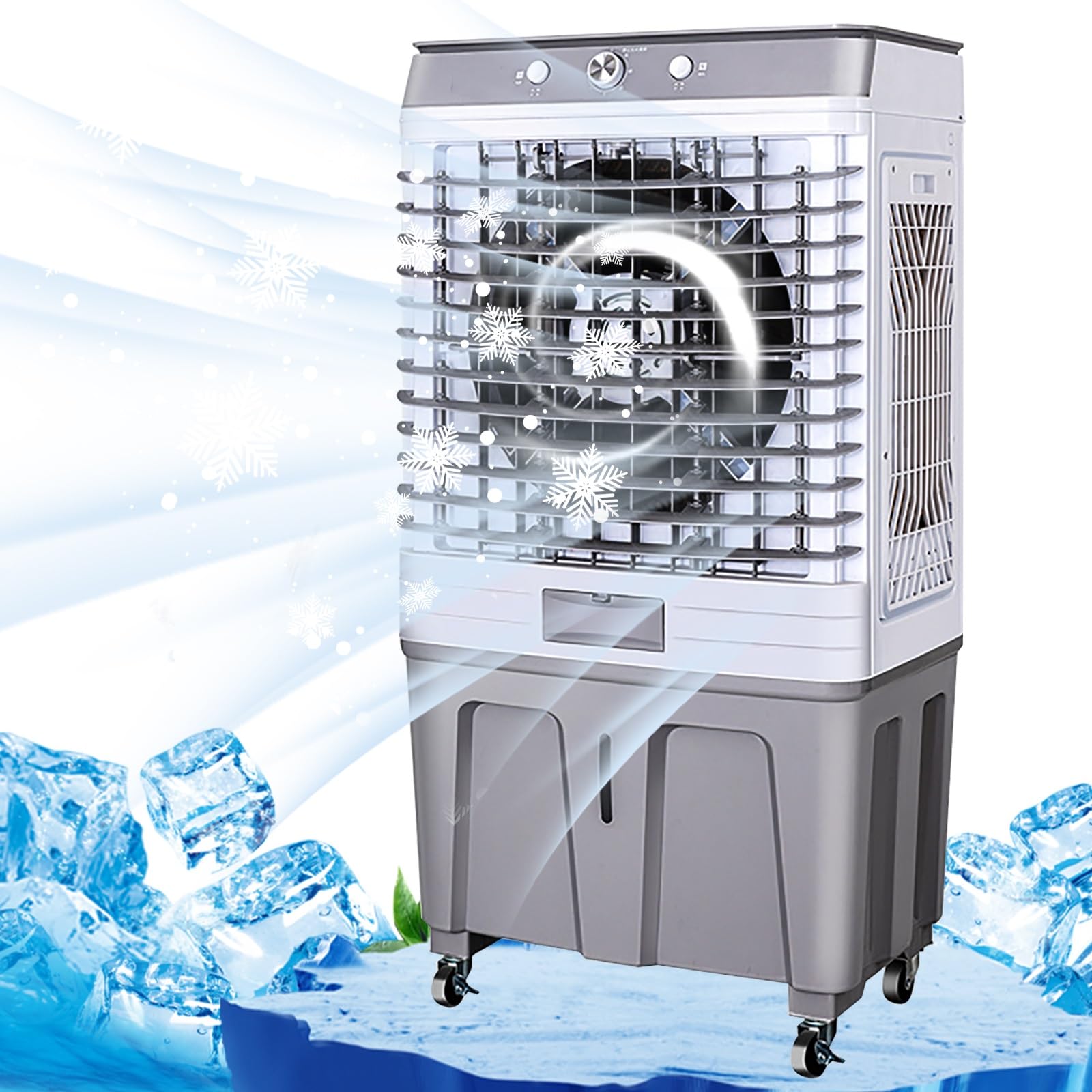 MESOVFCA Portable Air Conditioner, 3-IN-1 Evaporative Cooler with 60L Tank & 4 Ice Packs, 120° Oscillation for Backyard & Outdoor Use