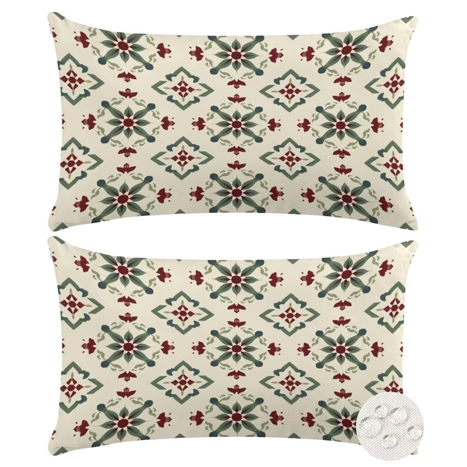 Coussins d'exterieur pour canape patio jardin imperméable : lot de 2 housses boho 20x30 cm XY222