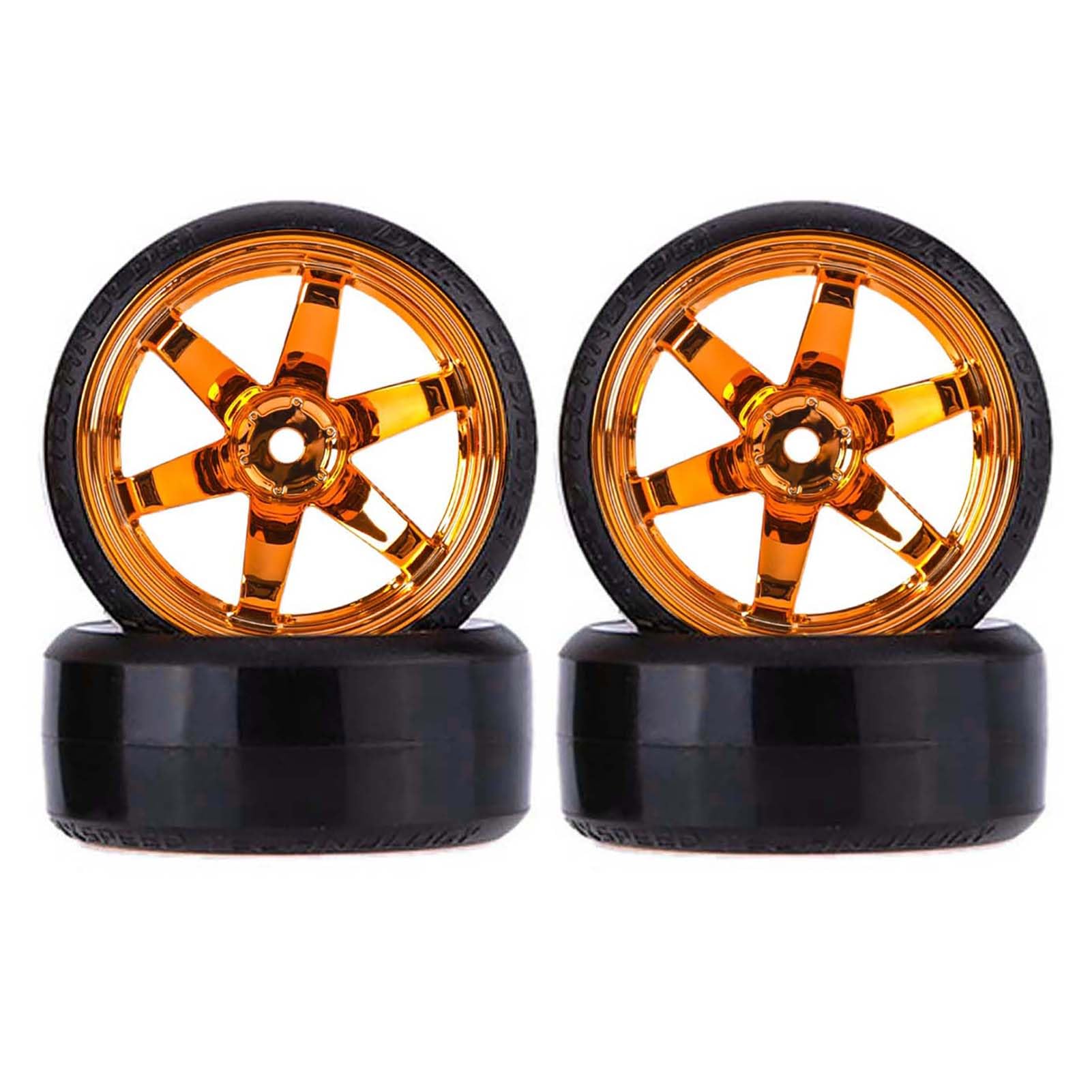 KEEDA RC Drift Car Plastic Wheel and Tyre, 63mm Hard Tires for 1/10 HSP Tamiya HPI Kyosho Racing Drifting Car (Orange)