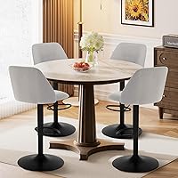 Vista 7 de COLAMY Bar Stools Set of 4, Modern Swivel Bar Chairs, Adjustable Upholstered Barstools Counter Height with Full Backrest for Bar, Dining Room