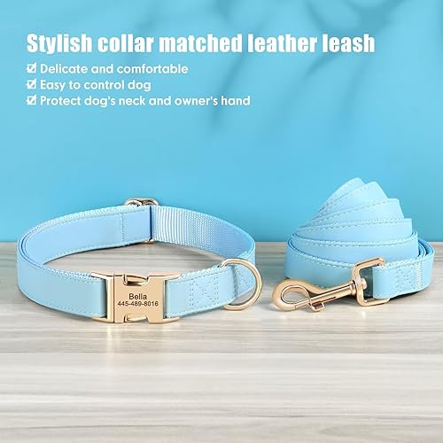 Miniatura 21 de PET ARTIST Collar de perro de nailon y piel sintética de color sólido suave, elegante collar básico personalizado para perros lindos, hebilla