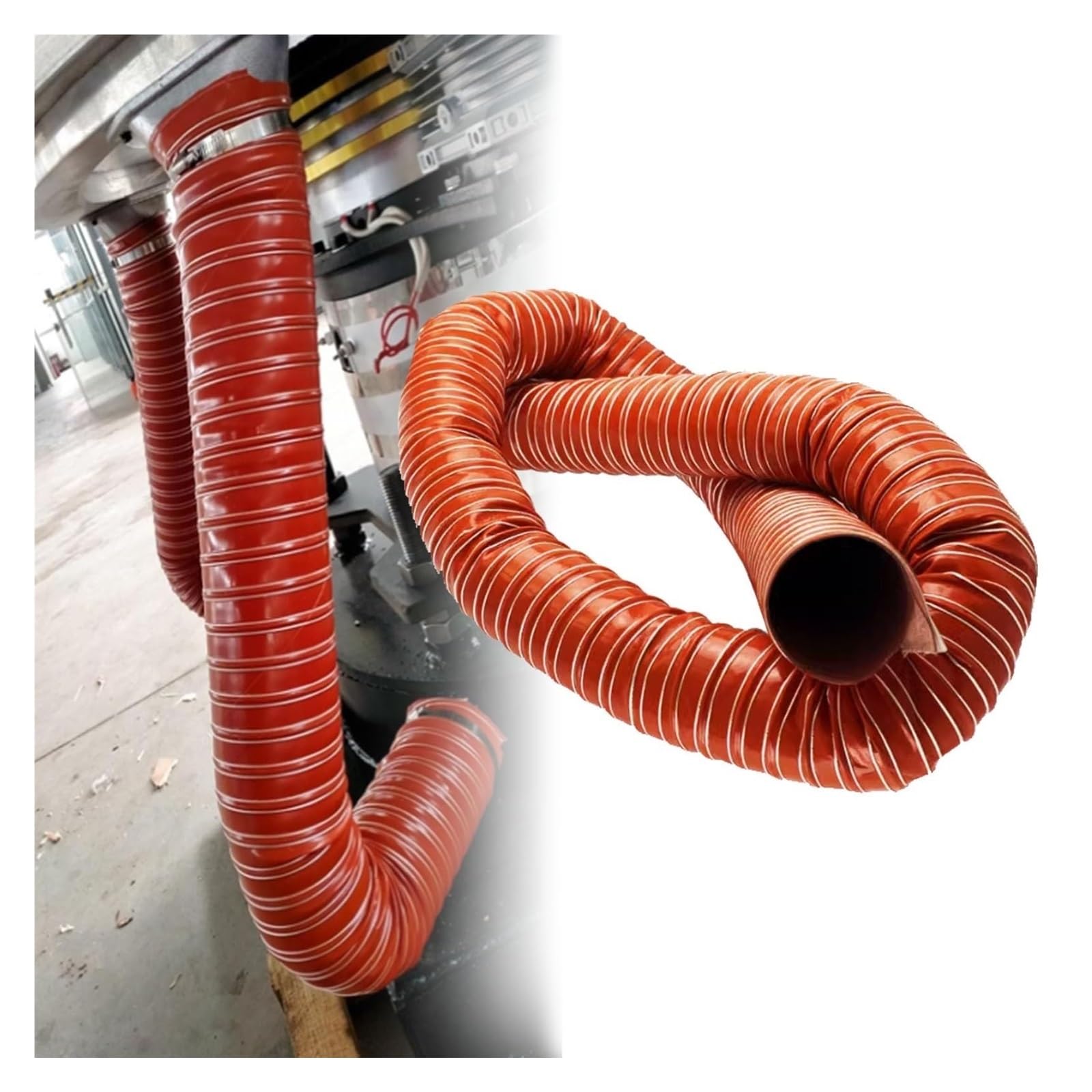 Tuyau flexible résistant à la chaleur avec colliers pour évacuation de sécheuse et atelier